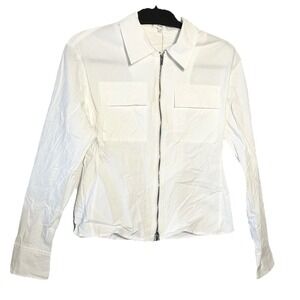 A. L. C.‎ Sage Zip Front Top Women's Color White Button Cuffs Size 0